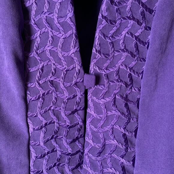 Koret Vintage Purple Blazer Jacket Stretch Embroidered Front Square Button Sz 18 - Picture 11 of 16